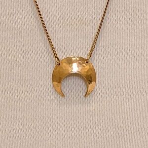 Hand-Hammered Brass 31" Upside Down Moon Necklace